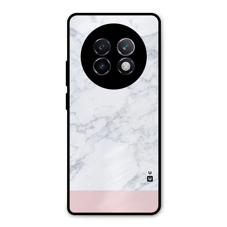 Pink White Merge Marble Metal Back Case for Realme 13 Plus