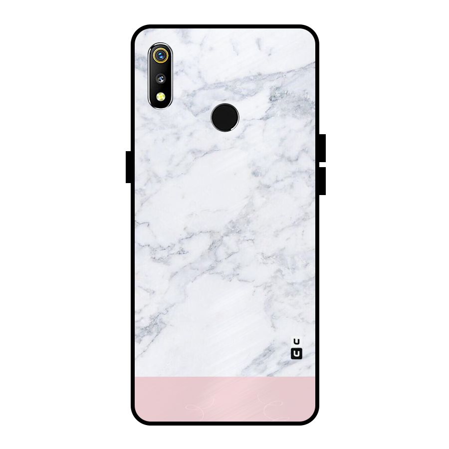 Pink White Merge Marble Metal Back Case for Realme 3i