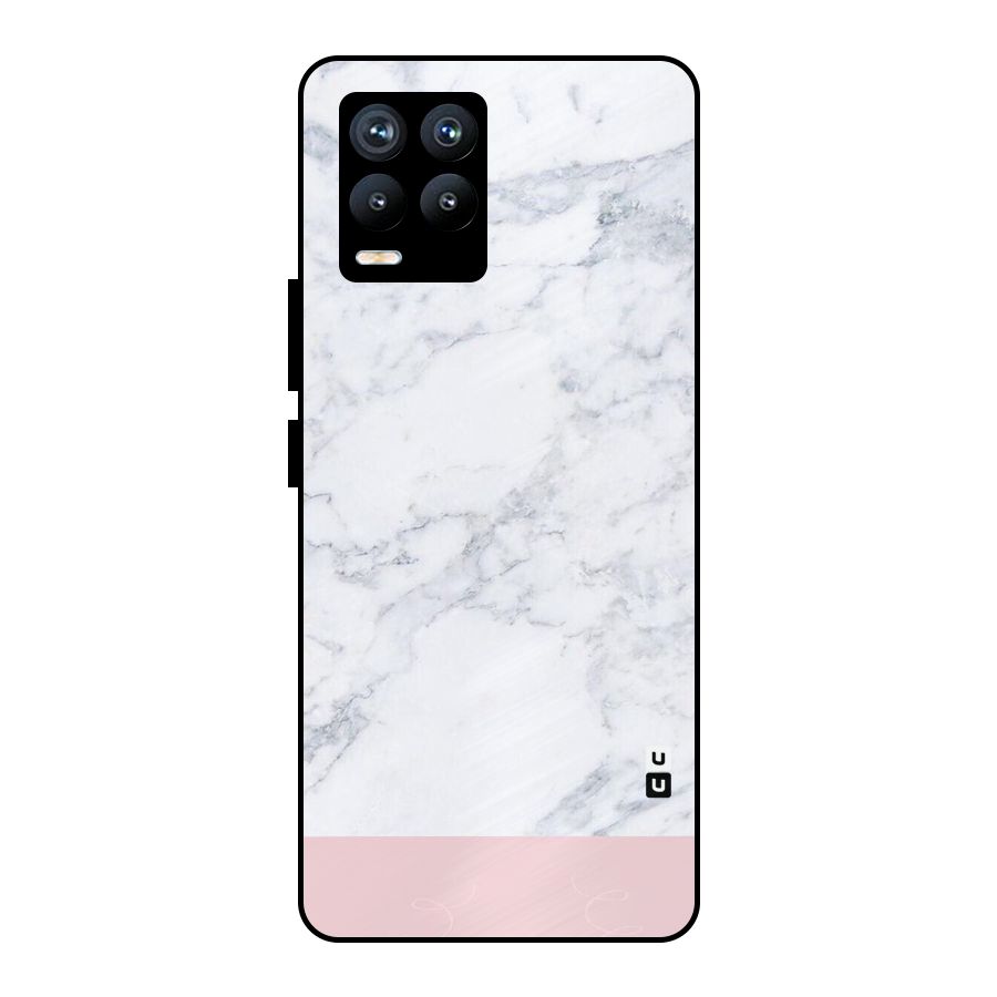 Pink White Merge Marble Metal Back Case for Realme 8