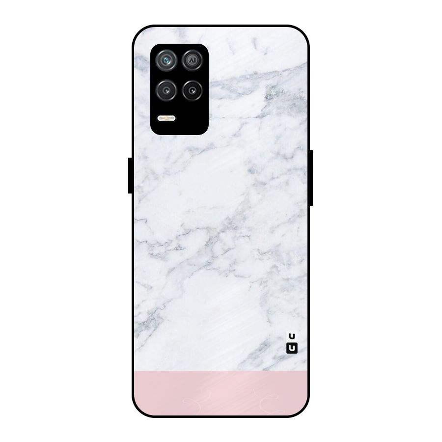 Pink White Merge Marble Metal Back Case for Realme 8 5G