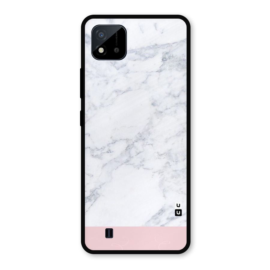 Pink White Merge Marble Metal Back Case for Realme C11 2021