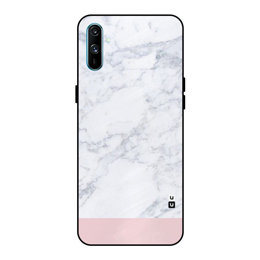 Pink White Merge Marble Metal Back Case for Realme C3