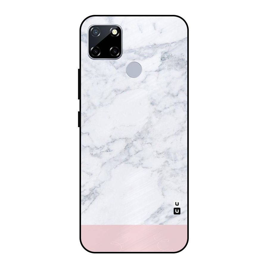 Pink White Merge Marble Metal Back Case for Realme Narzo 20