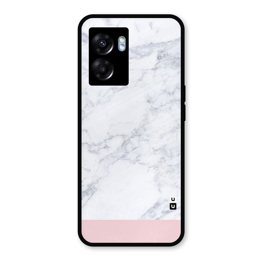Pink White Merge Marble Metal Back Case for Realme Narzo 50 5G