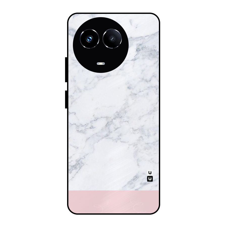 Pink White Merge Marble Metal Back Case for Realme Narzo 60X