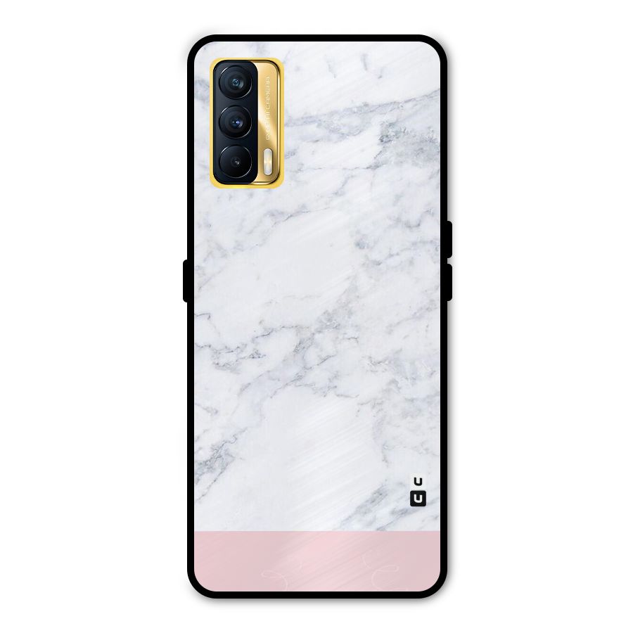 Pink White Merge Marble Metal Back Case for Realme X7