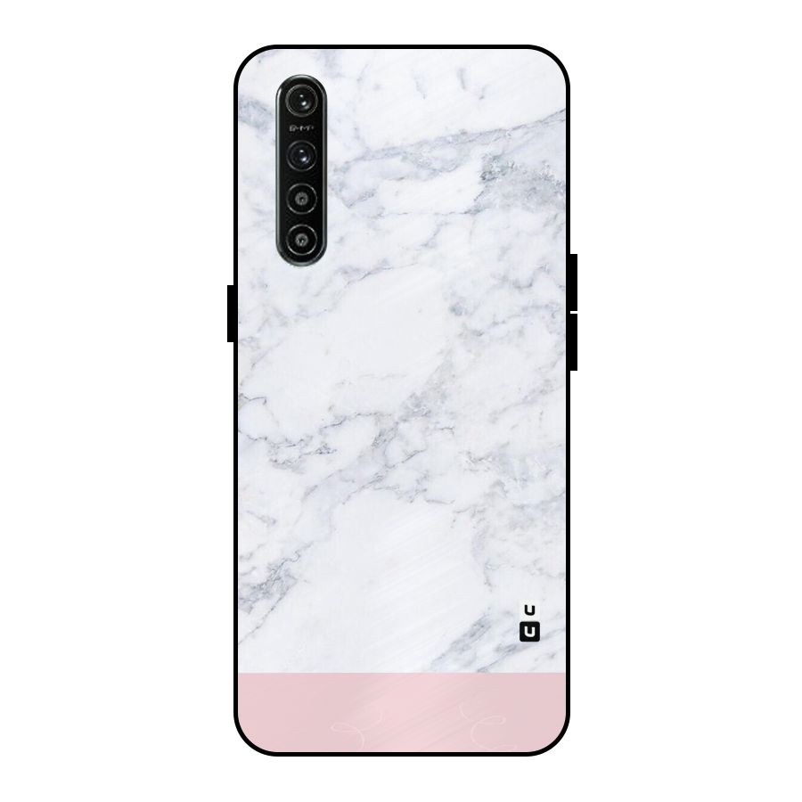 Pink White Merge Marble Metal Back Case for Realme XT