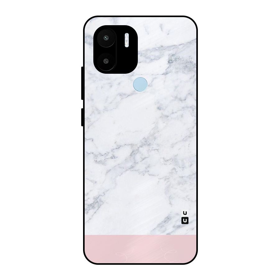 Pink White Merge Marble Metal Back Case for Redmi A1+