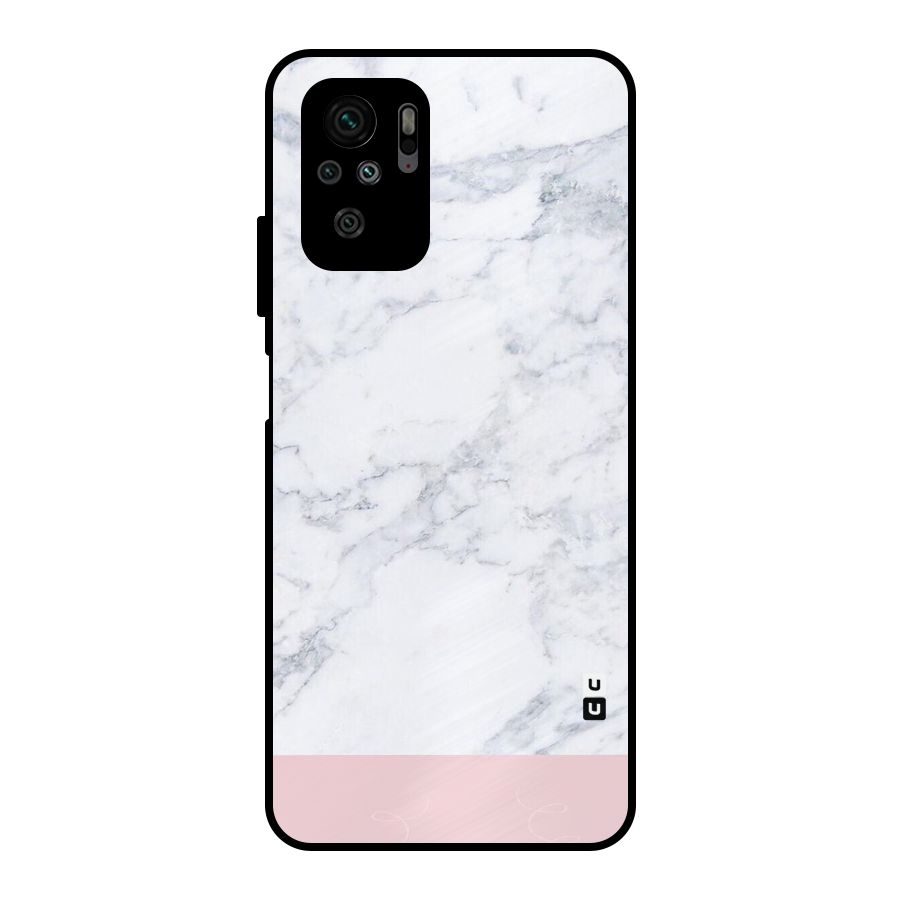 Pink White Merge Marble Metal Back Case for Redmi Note 10S
