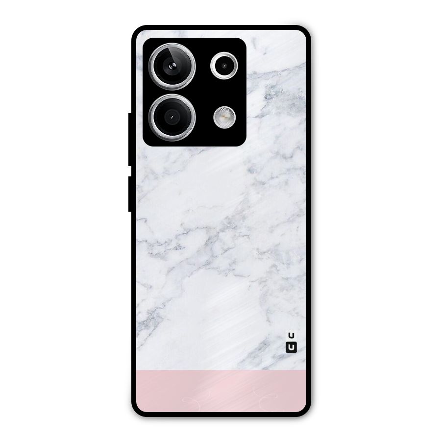 Pink White Merge Marble Metal Back Case for Redmi Note 13 5G