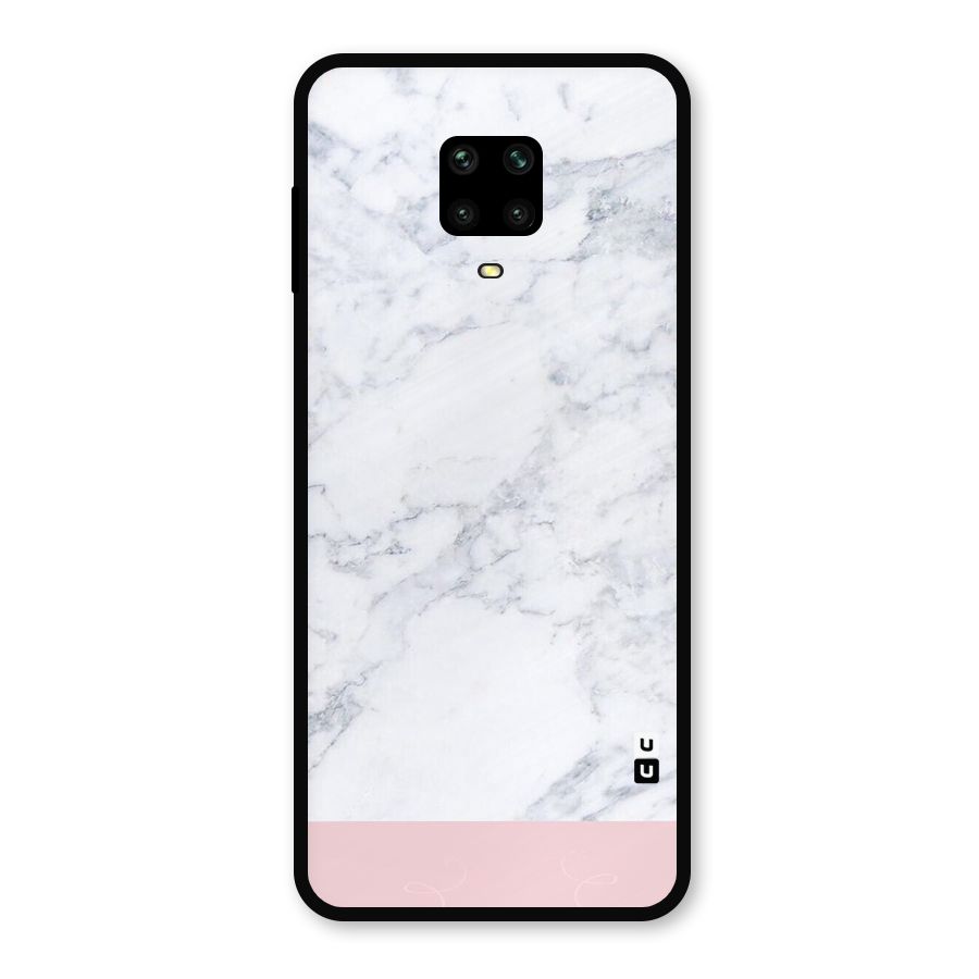 Pink White Merge Marble Metal Back Case for Redmi Note 9 Pro Max