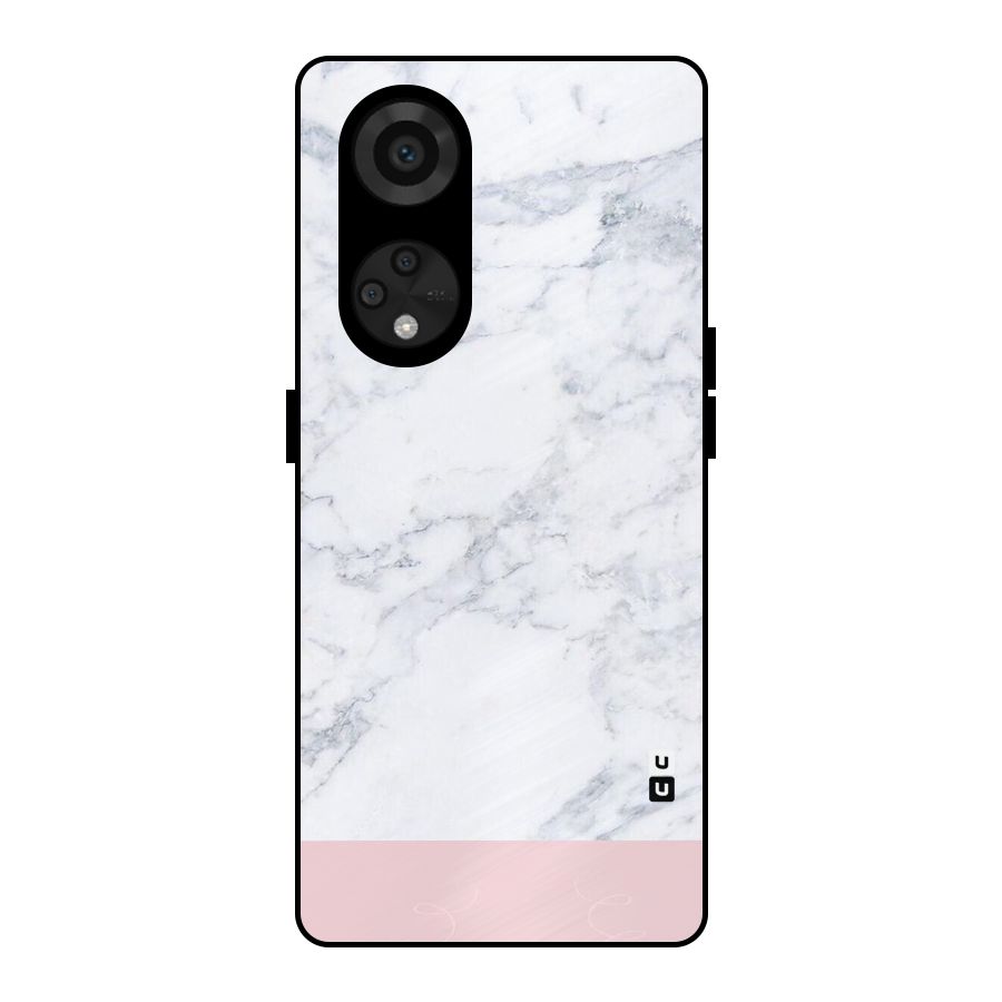 Pink White Merge Marble Metal Back Case for Reno8 T 5G