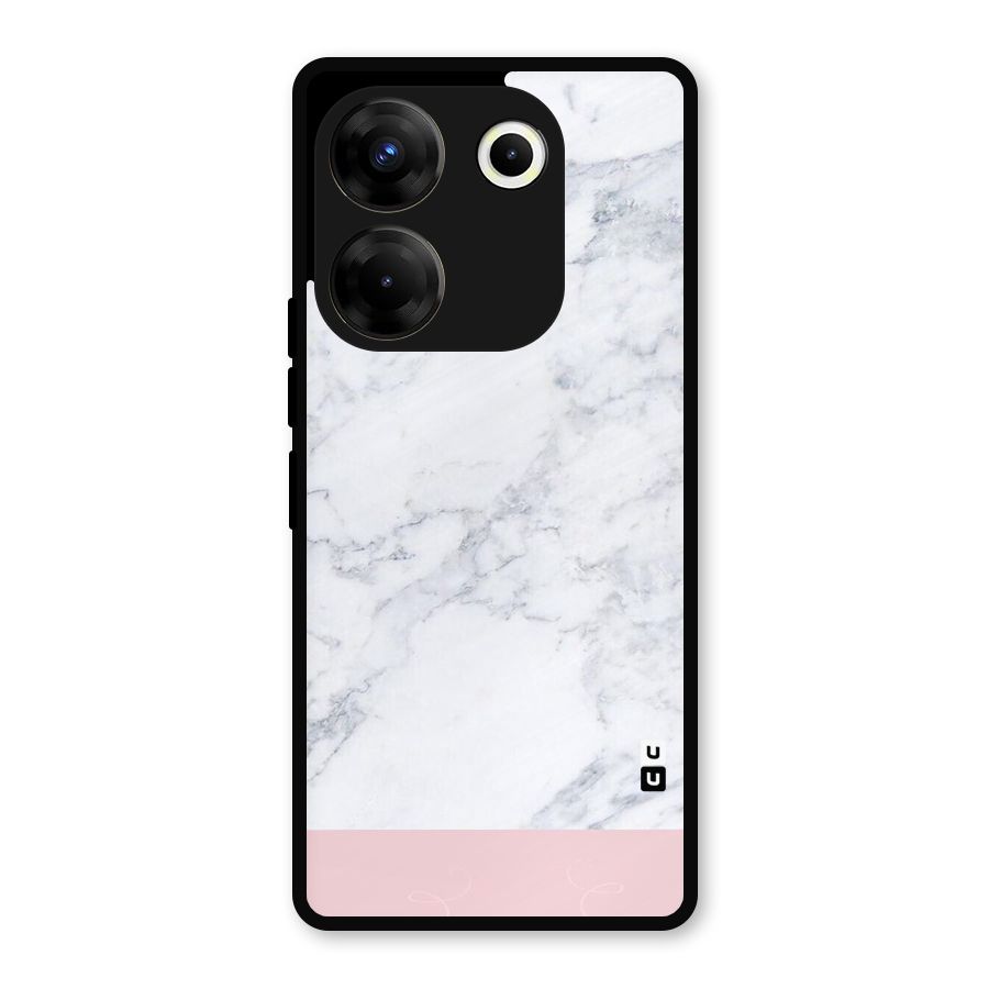 Pink White Merge Marble Metal Back Case for Tecno Camon 20 Pro