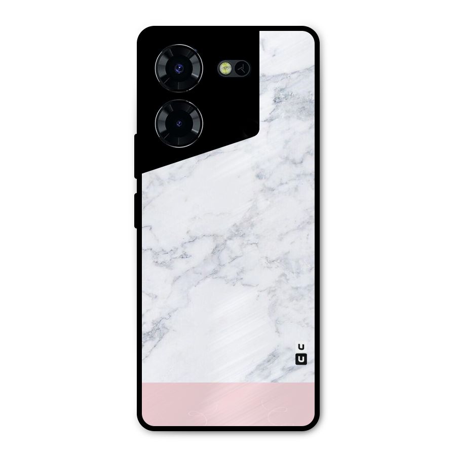 Pink White Merge Marble Metal Back Case for Tecno Pova 5 Pro 5G