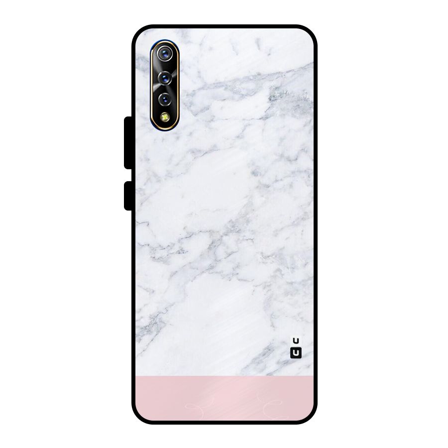 Pink White Merge Marble Metal Back Case for Vivo S1