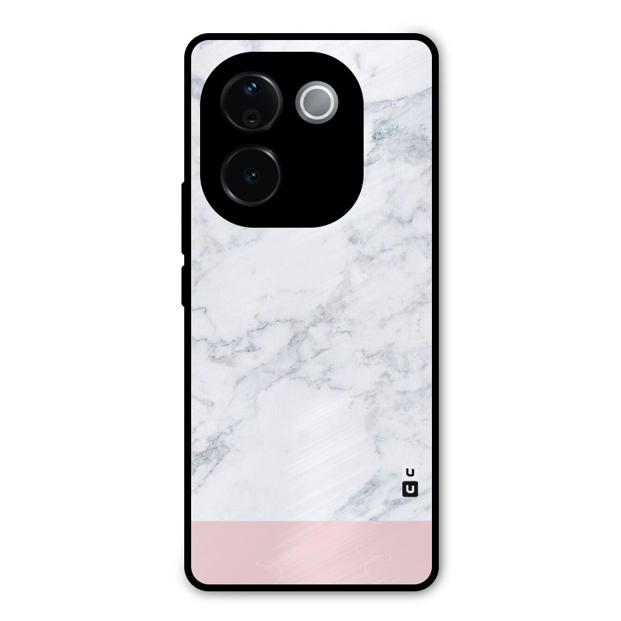 Pink White Merge Marble Metal Back Case for Vivo T3 Pro