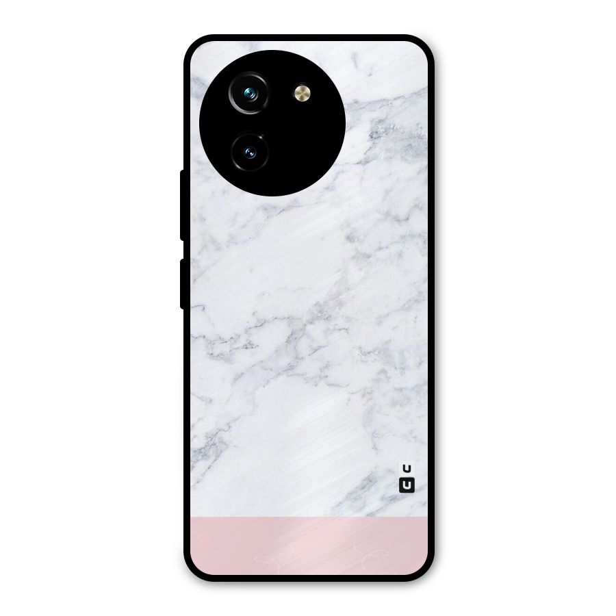 Pink White Merge Marble Metal Back Case for Vivo T3x