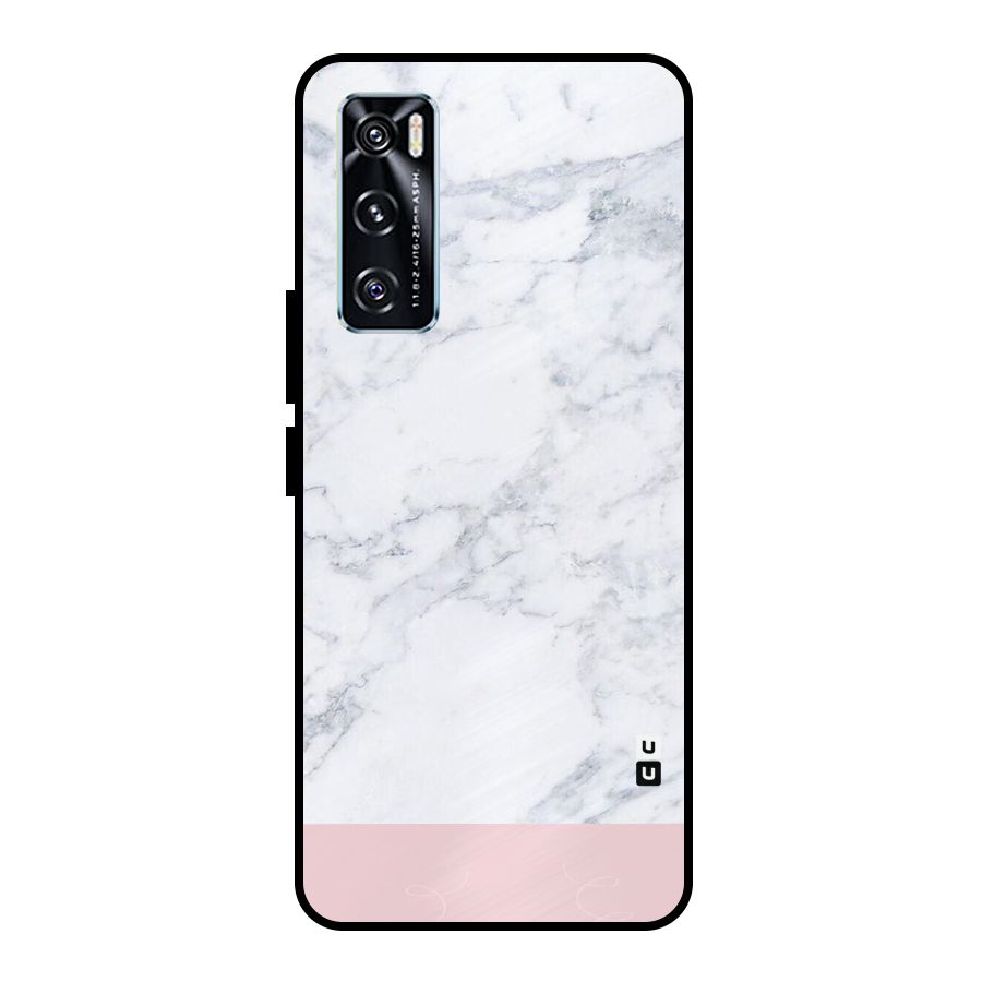 Pink White Merge Marble Metal Back Case for Vivo V20 SE