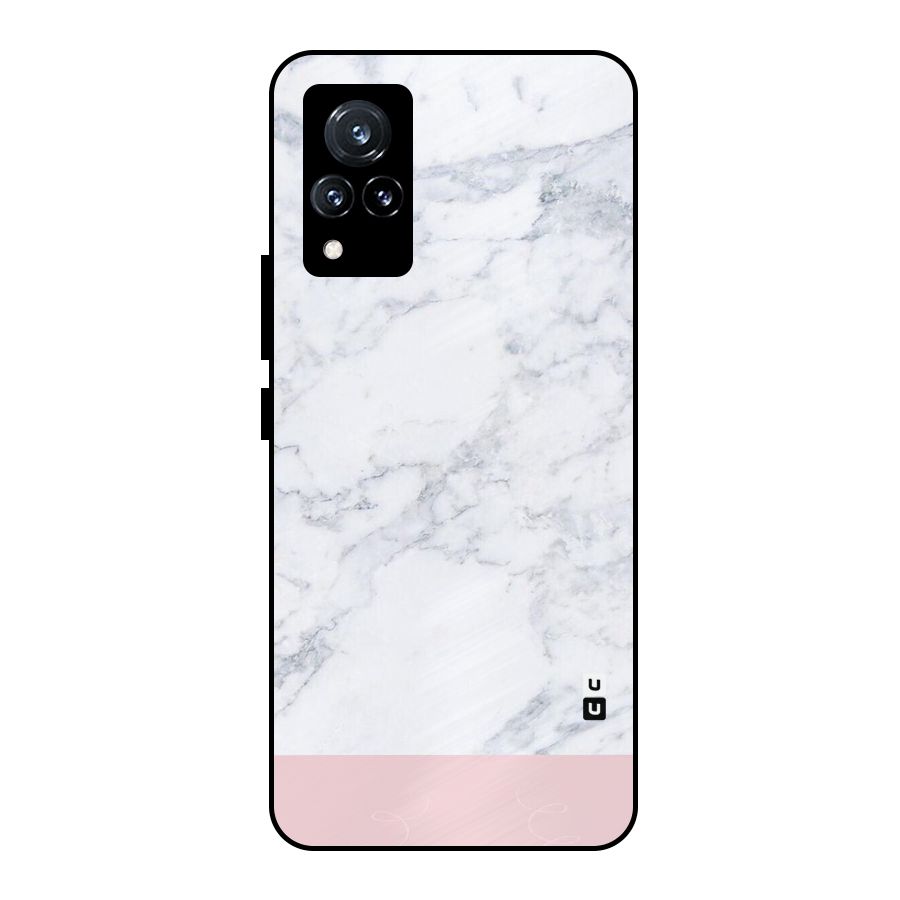 Pink White Merge Marble Metal Back Case for Vivo V21 5G
