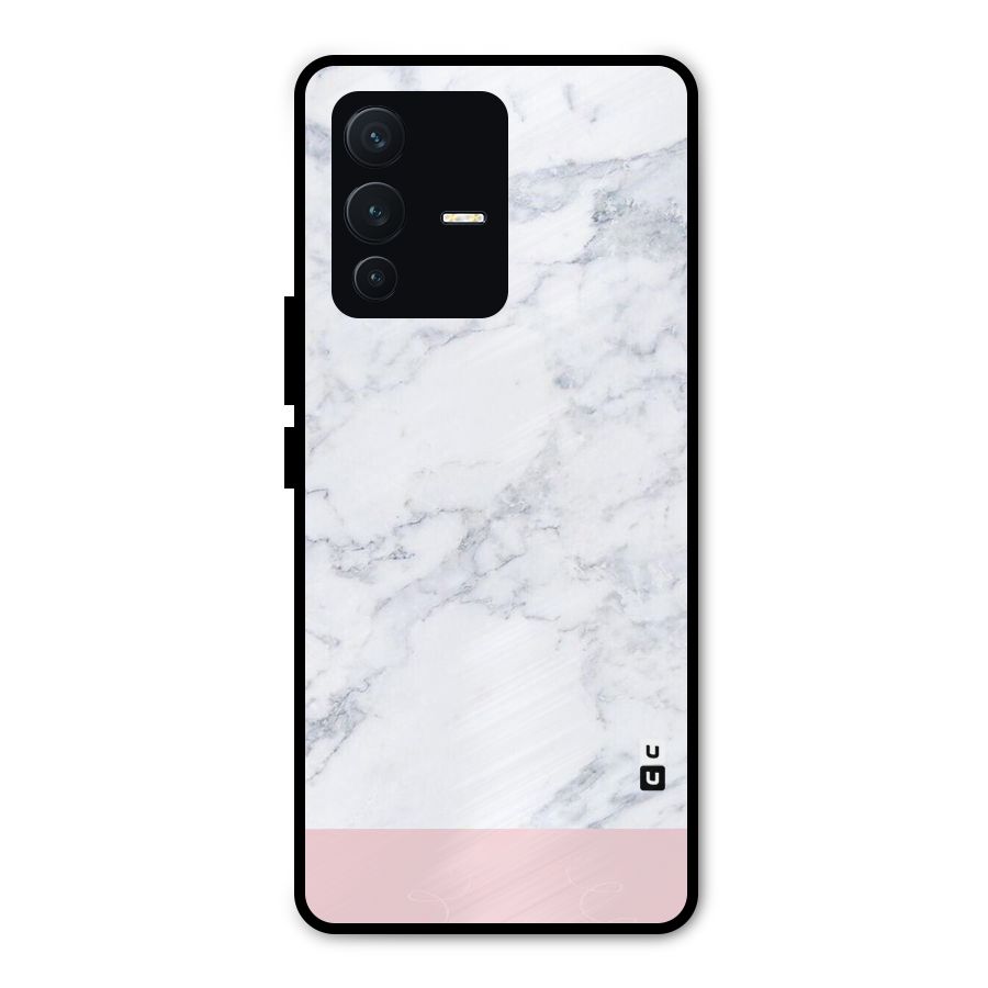 Pink White Merge Marble Metal Back Case for Vivo V23 Pro