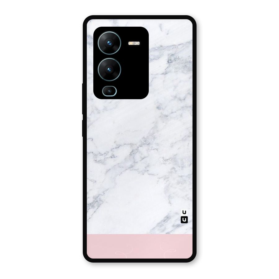 Pink White Merge Marble Metal Back Case for Vivo V25 Pro