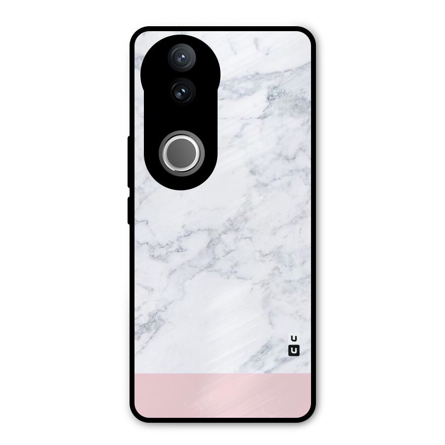 Pink White Merge Marble Metal Back Case for Vivo V50e