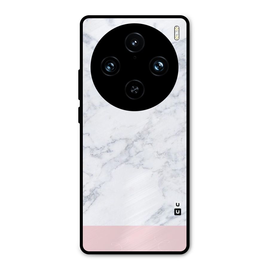Pink White Merge Marble Metal Back Case for Vivo X100 Pro