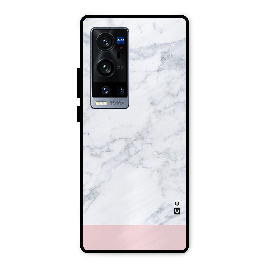 Pink White Merge Marble Metal Back Case for Vivo X60 Pro Plus