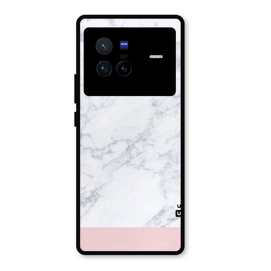 Pink White Merge Marble Metal Back Case for Vivo X80