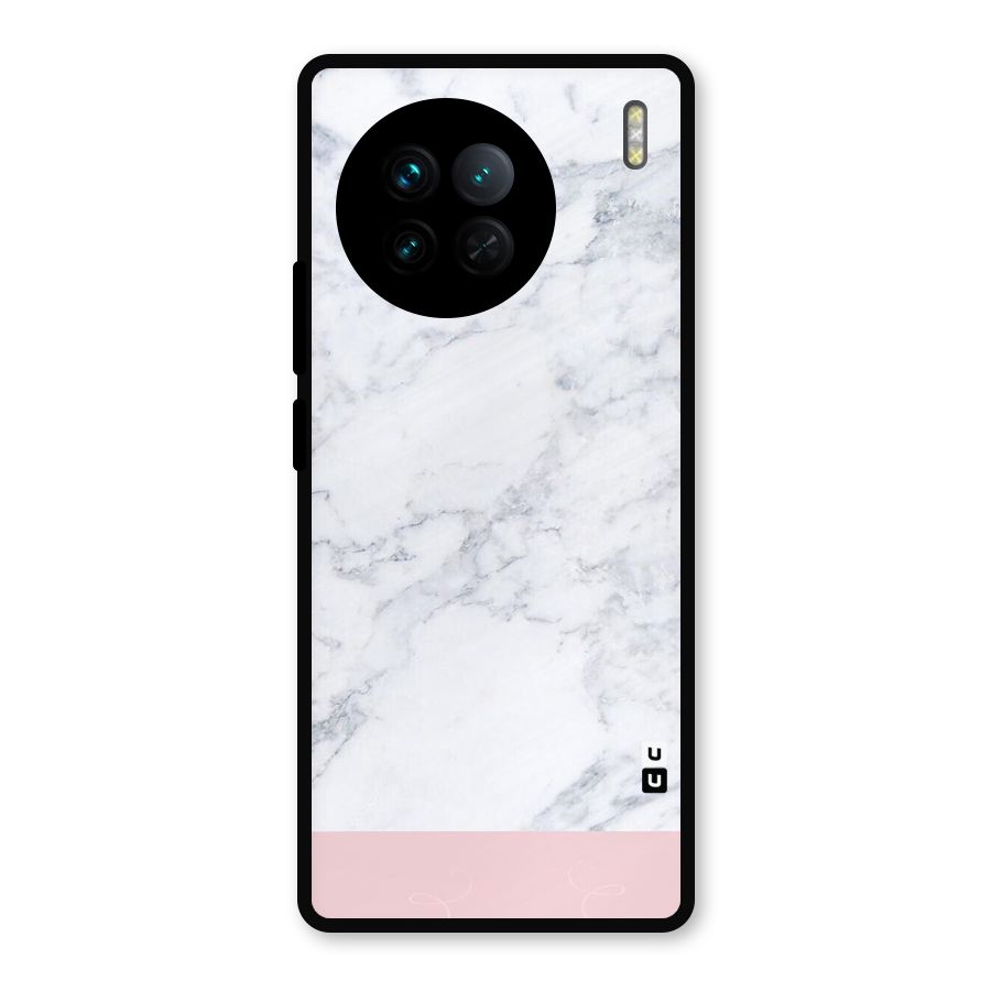 Pink White Merge Marble Metal Back Case for Vivo X90