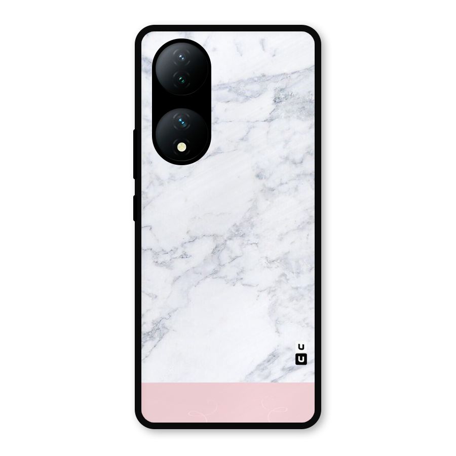 Pink White Merge Marble Metal Back Case for Vivo Y100