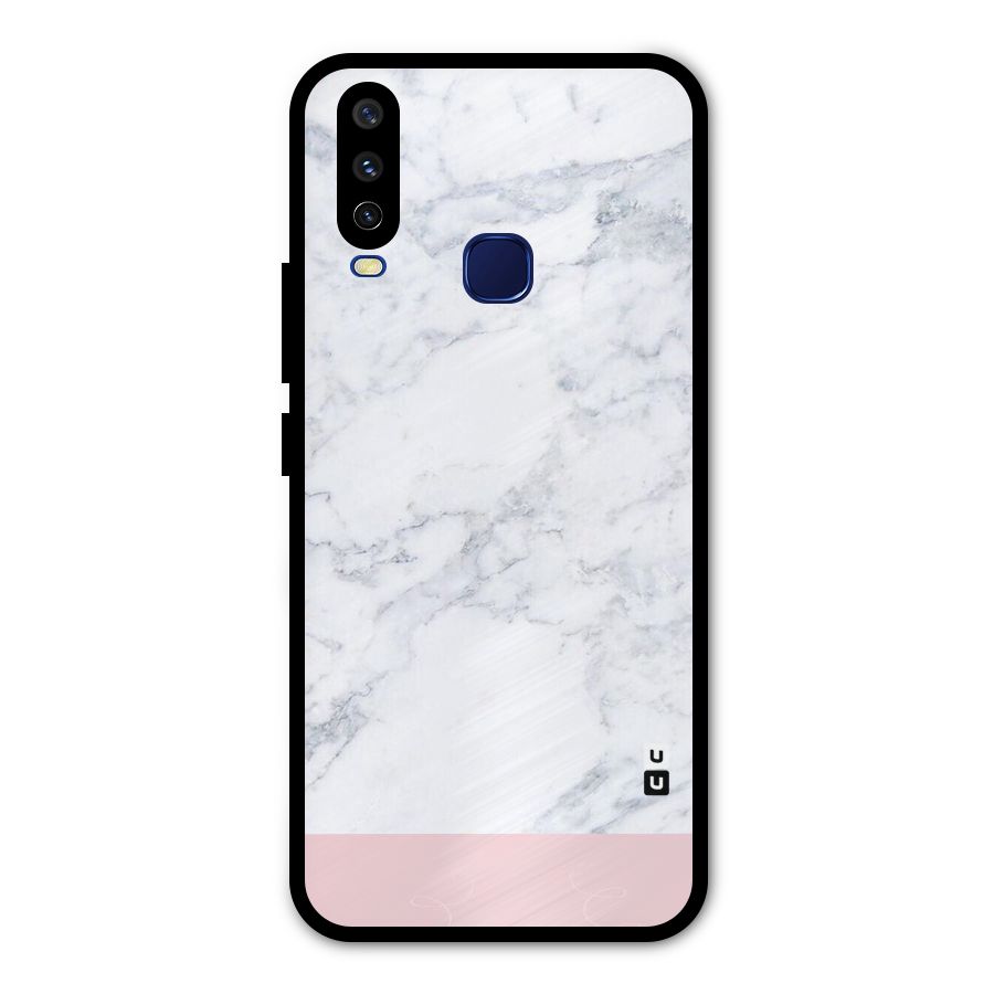 Pink White Merge Marble Metal Back Case for Vivo Y15