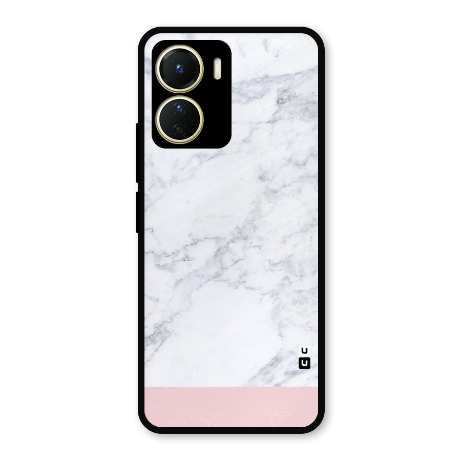 Pink White Merge Marble Metal Back Case for Vivo Y16