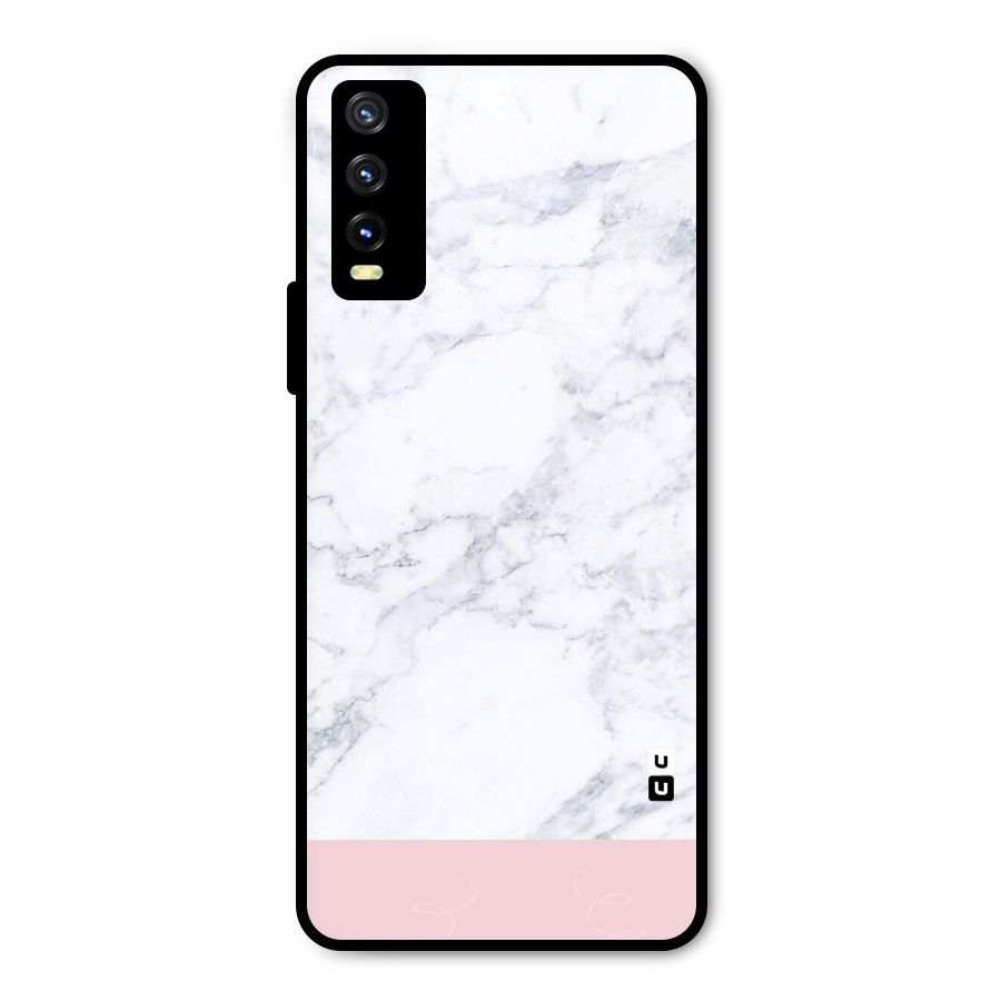 Pink White Merge Marble Metal Back Case for Vivo Y20