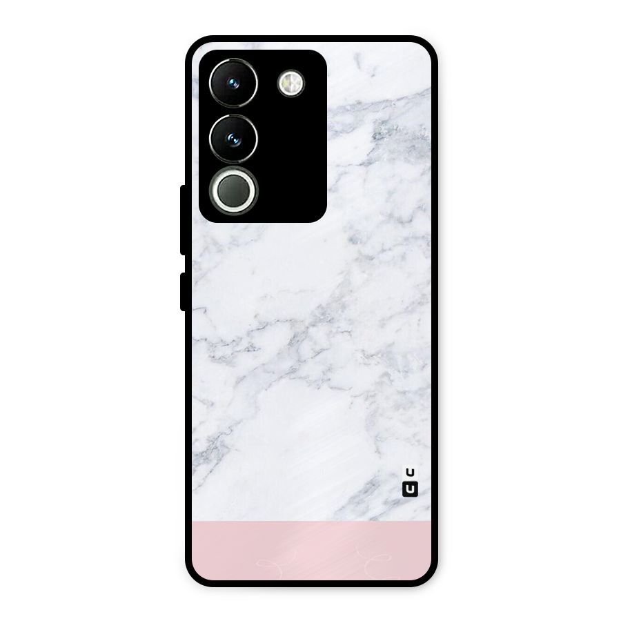 Pink White Merge Marble Metal Back Case for Vivo Y200