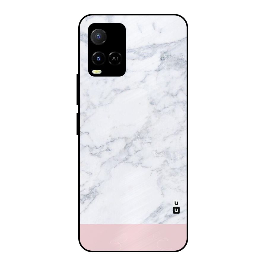 Pink White Merge Marble Metal Back Case for Vivo Y21T