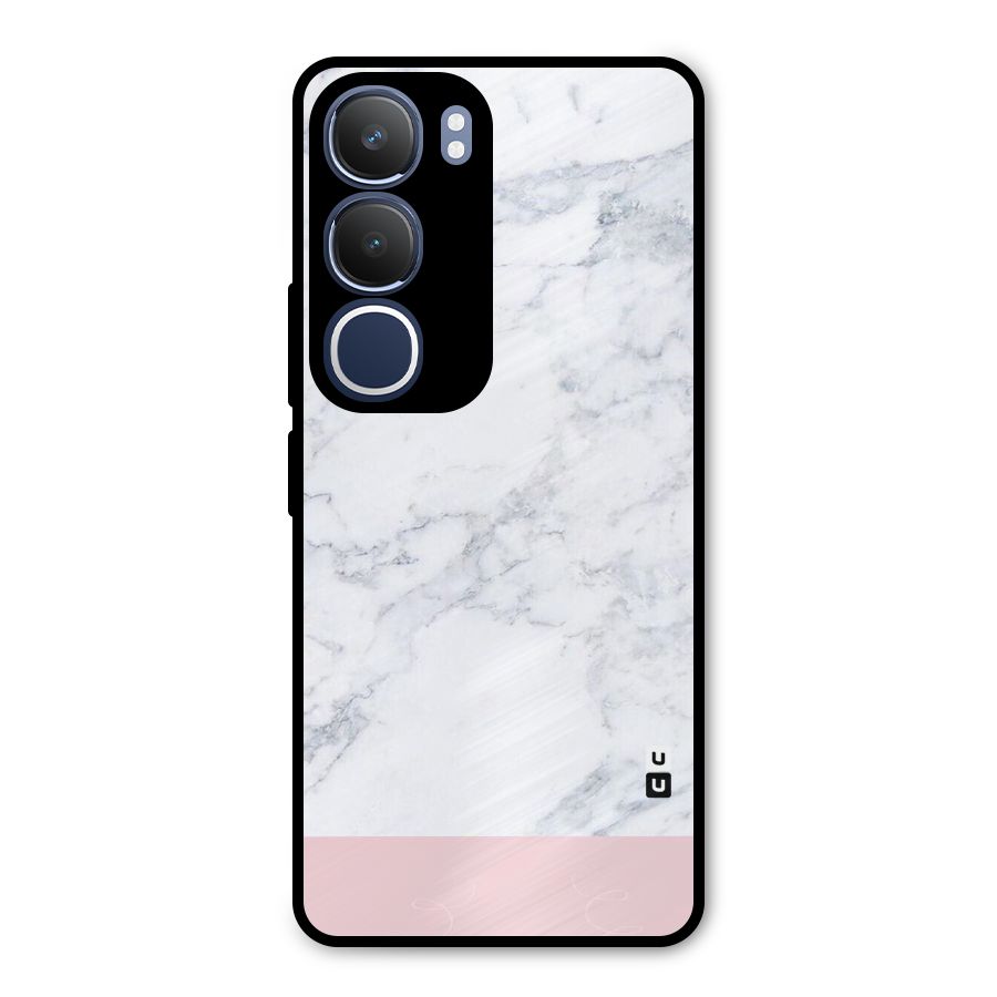 Pink White Merge Marble Metal Back Case for Vivo Y29