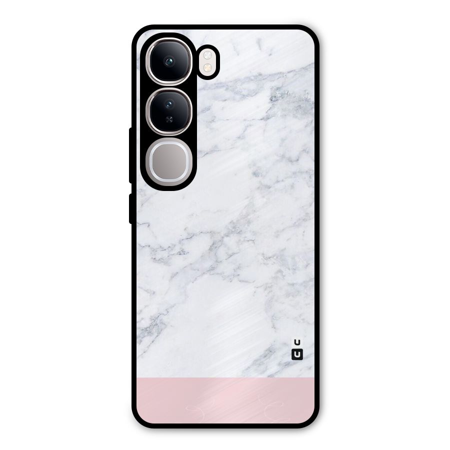 Pink White Merge Marble Metal Back Case for Vivo Y300