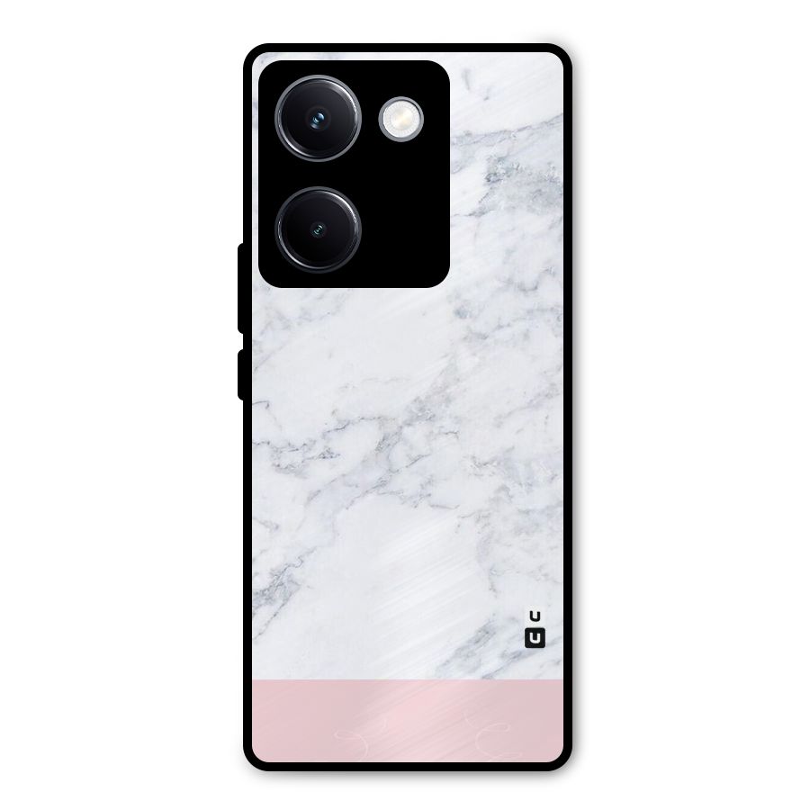 Pink White Merge Marble Metal Back Case for Vivo Y300 Plus