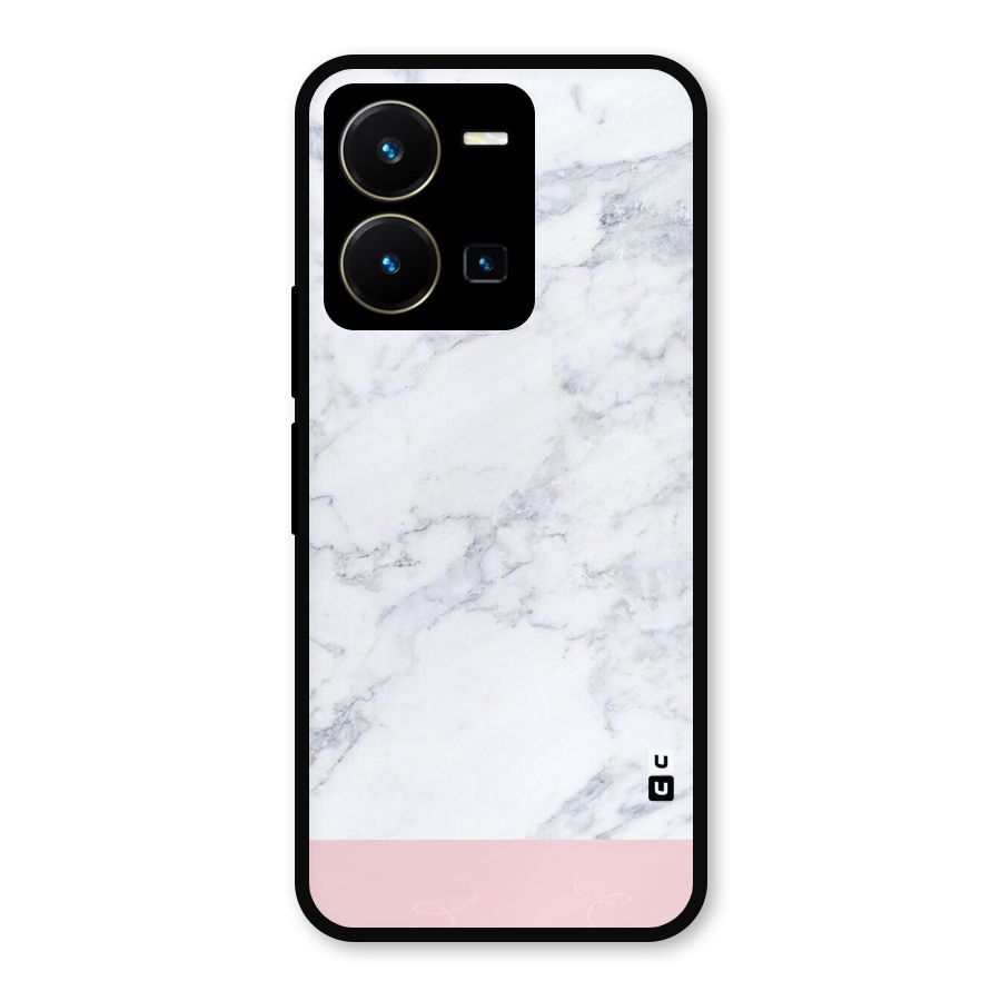 Pink White Merge Marble Metal Back Case for Vivo Y35