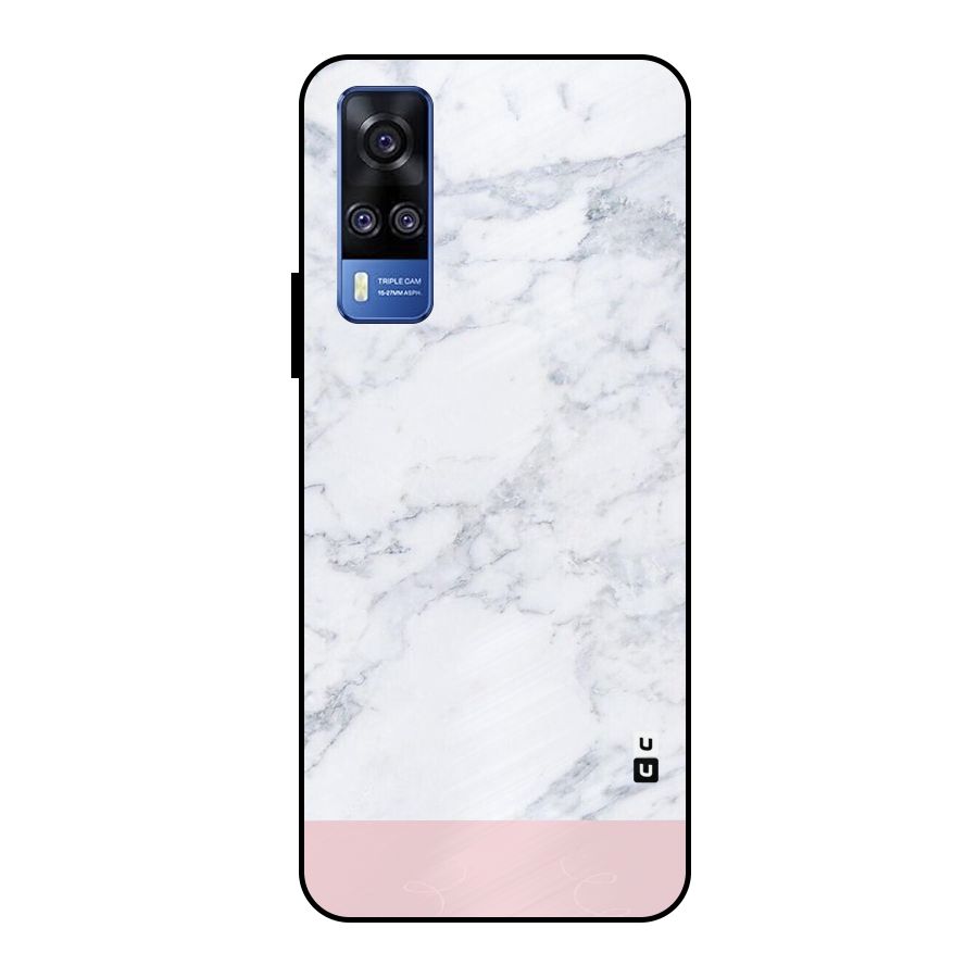 Pink White Merge Marble Metal Back Case for Vivo Y51