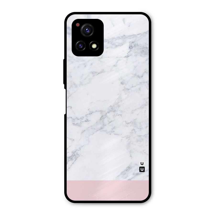 Pink White Merge Marble Metal Back Case for Vivo Y72 5G