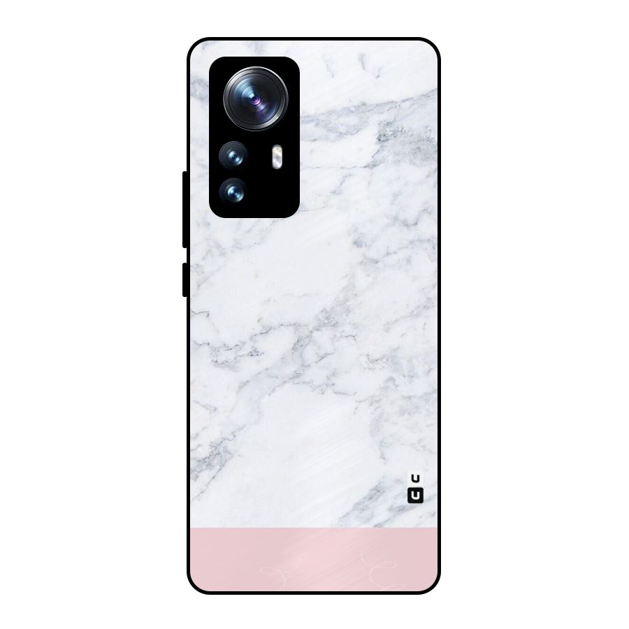 Pink White Merge Marble Metal Back Case for Xiaomi 12 Pro