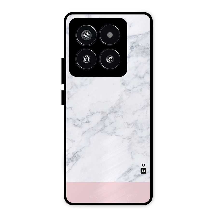 Pink White Merge Marble Metal Back Case for Xiaomi 14 Pro