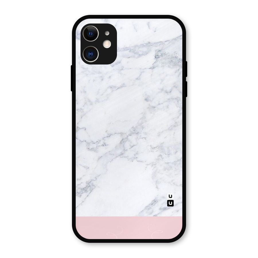 Pink White Merge Marble Metal Back Case for iPhone 11