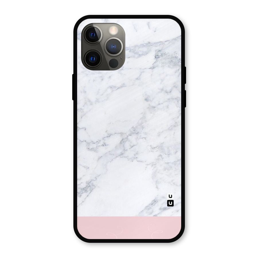 Pink White Merge Marble Metal Back Case for iPhone 12 Pro