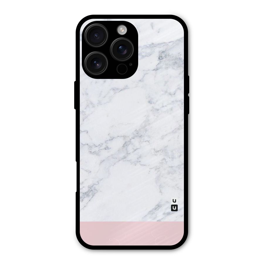 Pink White Merge Marble Metal Back Case for iPhone 16 Pro Max