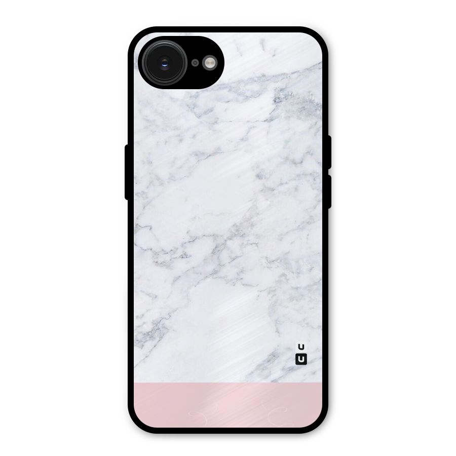 Pink White Merge Marble Metal Back Case for iPhone 16e