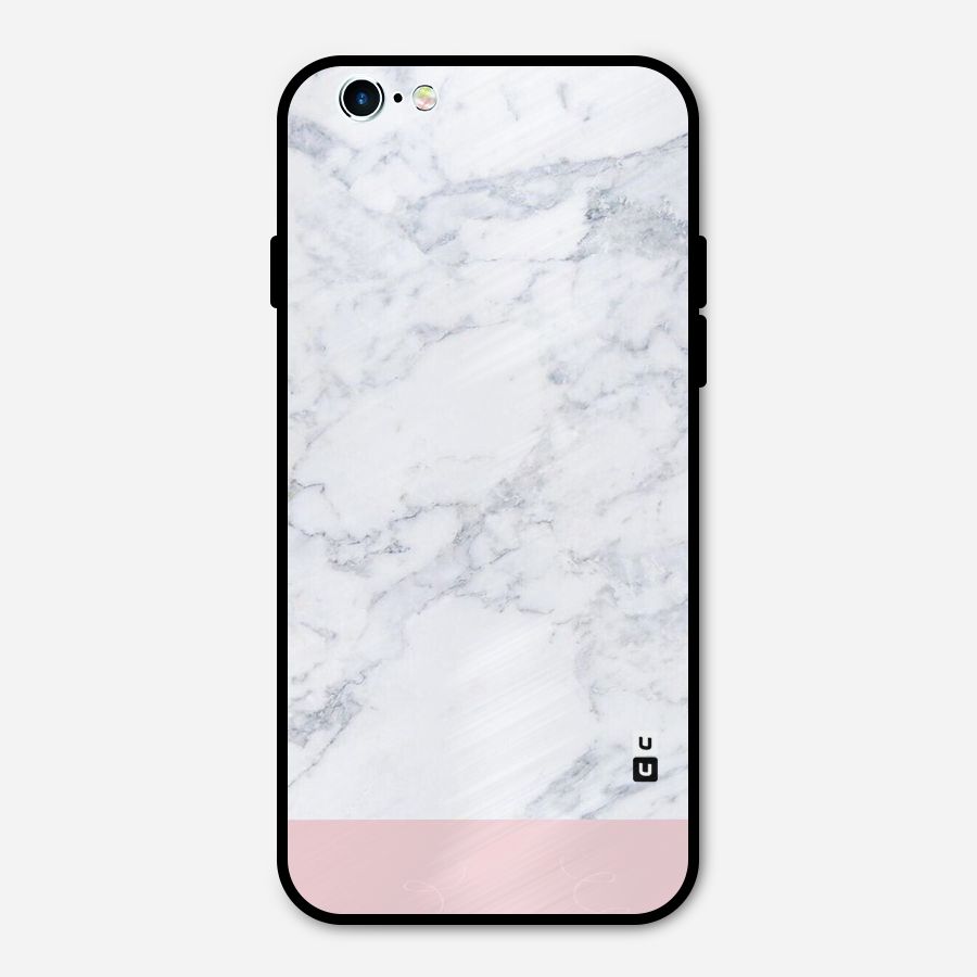 Pink White Merge Marble Metal Back Case for iPhone 6 6s