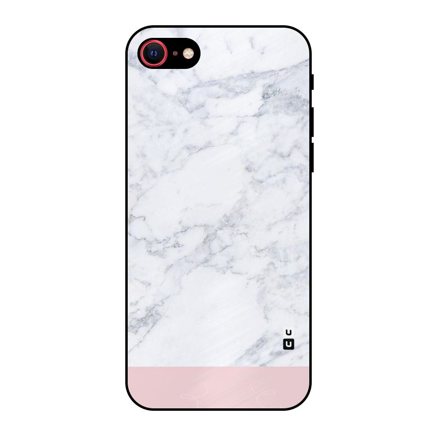 Pink White Merge Marble Metal Back Case for iPhone 7